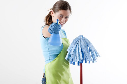 Carpet cleaner preparing equipment safely in a Richmond Upon Thames home