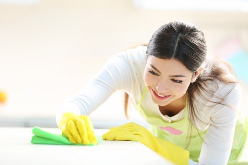Local upholstery cleaning service removing stains from a fabric armchair